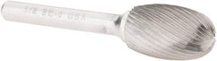Atrax - 5/8" Cut Diam, 1/4" Shank Diam, Oval Head Single Cut Burr - Carbide, Radius End, 1" LOC, 2-3/4" OAL - Americas Industrial Supply