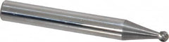 Atrax - 1/8" Cut Diam, 1/4" Shank Diam, Ball Head Single Cut Burr - Carbide, Radius End, 3/32" LOC, 2" OAL - Americas Industrial Supply