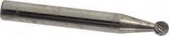 Atrax - 3/16" Cut Diam, 1/4" Shank Diam, Ball Head Single Cut Burr - Carbide, Radius End, 1/8" LOC, 2" OAL - Americas Industrial Supply