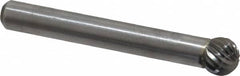 Atrax - 5/16" Cut Diam, 1/4" Shank Diam, Ball Head Single Cut Burr - Carbide, Radius End, 1/4" LOC, 2-1/32" OAL - Americas Industrial Supply