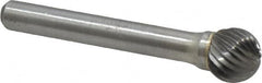 Atrax - 7/16" Cut Diam, 1/4" Shank Diam, Ball Head Single Cut Burr - Carbide, Radius End, 3/8" LOC, 2-3/16" OAL - Americas Industrial Supply
