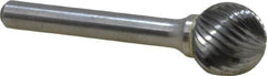 Atrax - 5/8" Cut Diam, 1/4" Shank Diam, Ball Head Single Cut Burr - Carbide, Radius End, 9/16" LOC, 2-3/8" OAL - Americas Industrial Supply