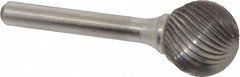Atrax - 3/4" Cut Diam, 1/4" Shank Diam, Ball Head Single Cut Burr - Carbide, Radius End, 11/16" LOC, 2-1/2" OAL - Americas Industrial Supply