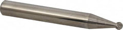 Atrax - 1/8" Cut Diam, 1/4" Shank Diam, Ball Head Double Cut Burr - Carbide, Radius End, 3/32" LOC, 2" OAL - Americas Industrial Supply