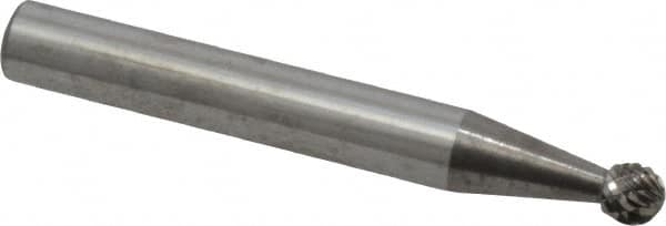 Atrax - 3/16" Cut Diam, 1/4" Shank Diam, Ball Head Double Cut Burr - Carbide, Radius End, 1/8" LOC, 2" OAL - Americas Industrial Supply