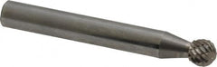 Atrax - 1/4" Cut Diam, 1/4" Shank Diam, Ball Head Double Cut Burr - Carbide, Radius End, 7/32" LOC, 2" OAL - Americas Industrial Supply