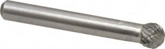 Atrax - 5/16" Cut Diam, 1/4" Shank Diam, Ball Head Double Cut Burr - Carbide, Radius End, 1/4" LOC, 2-1/32" OAL - Americas Industrial Supply