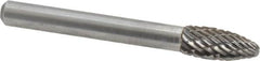 Atrax - 5/16" Cut Diam, 1/4" Shank Diam, Flame Head Double Cut Burr - Carbide, Radius End, 3/4" LOC, 2-1/2" OAL - Americas Industrial Supply