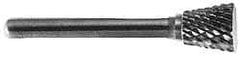 M.A. Ford - 5/8" Cut Diam, 1/4" Shank Diam, Inverted Cone Head Double Cut Burr - Carbide, Flat End, 3/4" LOC, 2-3/4" OAL - Americas Industrial Supply