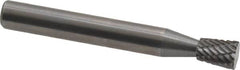 Atrax - 1/4" Cut Diam, 1/4" Shank Diam, Inverted Cone Head Double Cut Burr - Carbide, Flat End, 5/16" LOC, 2" OAL - Americas Industrial Supply