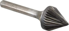 Atrax - 3/4" Cut Diam, 1/4" Shank Diam, Taper Head Single Cut Burr - Carbide, Radius End, 11/16" LOC, 2-7/16" OAL - Americas Industrial Supply