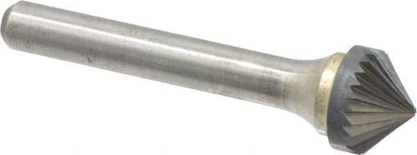 Atrax - 1/2" Cut Diam, 1/4" Shank Diam, Cone Head Single Cut Burr - Carbide, Point End, 1/4" LOC, 2" OAL - Americas Industrial Supply