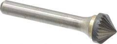 Atrax - 1/2" Cut Diam, 1/4" Shank Diam, Cone Head Single Cut Burr - Carbide, Point End, 1/4" LOC, 2" OAL - Americas Industrial Supply