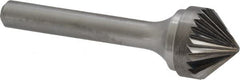 Atrax - 5/8" Cut Diam, 1/4" Shank Diam, Cone Head Single Cut Burr - Carbide, Point End, 5/16" LOC, 2-1/16" OAL - Americas Industrial Supply
