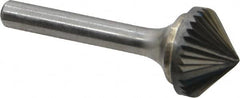 Atrax - 3/4" Cut Diam, 1/4" Shank Diam, Cone Head Single Cut Burr - Carbide, Point End, 3/8" LOC, 2-1/8" OAL - Americas Industrial Supply