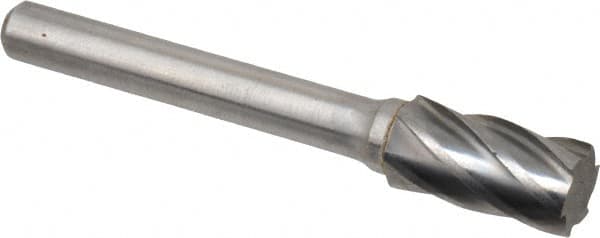 Atrax - 3/8" Cut Diam, 1/4" Shank Diam, Cylinder Head Fluted Cut Burr - Flat End, 3/4" LOC, 2-1/2" OAL - Americas Industrial Supply