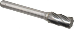Atrax - 3/8" Cut Diam, 1/4" Shank Diam, Cylinder Head Fluted Cut Burr - Flat End, 3/4" LOC, 2-1/2" OAL - Americas Industrial Supply