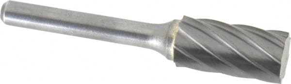 Atrax - 1/2" Cut Diam, 1/4" Shank Diam, Cylinder Head Fluted Cut Burr - Flat End, 1" LOC, 2-3/4" OAL - Americas Industrial Supply