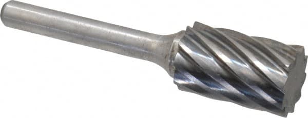 Atrax - 5/8" Cut Diam, 1/4" Shank Diam, Cylinder Head Fluted Cut Burr - Flat End, 1" LOC, 2-3/4" OAL - Americas Industrial Supply