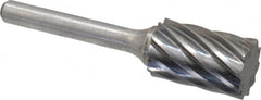 Atrax - 5/8" Cut Diam, 1/4" Shank Diam, Cylinder Head Fluted Cut Burr - Flat End, 1" LOC, 2-3/4" OAL - Americas Industrial Supply