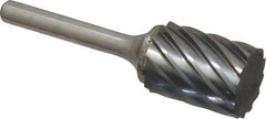 Atrax - 3/4" Cut Diam, 1/4" Shank Diam, Cylinder Head Fluted Cut Burr - Flat End, 1" LOC, 2-3/4" OAL - Americas Industrial Supply