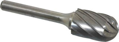 Atrax - 5/8" Cut Diam, 1/4" Shank Diam, Cylinder with Radius Head Fluted Cut Burr - Radius End, 1" LOC, 2-3/4" OAL - Americas Industrial Supply