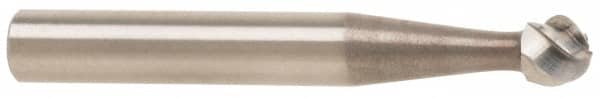 Atrax - 1/4" Cut Diam, 1/4" Shank Diam, Ball Head Fluted Cut Burr - Radius End, 1/4" LOC, 2" OAL - Americas Industrial Supply