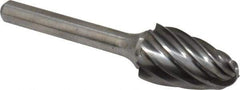 Atrax - 5/8" Cut Diam, 1/4" Shank Diam, Tree with Radius Head Fluted Cut Burr - Radius End, 1" LOC, 2-3/4" OAL - Americas Industrial Supply