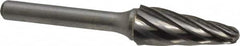 Atrax - 1/2" Cut Diam, 1/4" Shank Diam, Taper Head Fluted Cut Burr - Radius End, 1-1/8" LOC, 3" OAL - Americas Industrial Supply