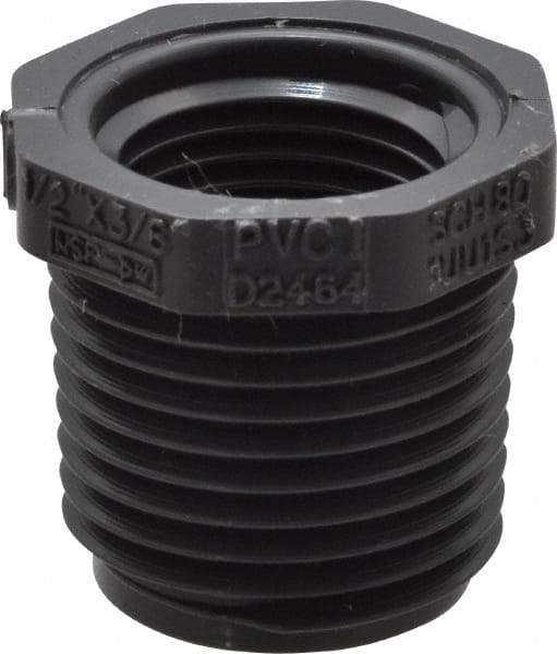 Value Collection - 1/2 x 3/8" PVC Plastic Pipe Reducer Bushing - Schedule 80, MIPT x FIPT End Connections - Americas Industrial Supply