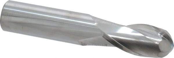 Atrax - 3/4" Diam, 1-1/2" LOC, 2 Flute Solid Carbide Ball End Mill - Uncoated, Single End, 4" OAL, 3/4" Shank Diam - Americas Industrial Supply
