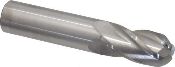 Atrax - 3/4" Diam, 1-1/2" LOC, 4 Flute Solid Carbide Ball End Mill - Uncoated, Single End, 4" OAL, 3/4" Shank Diam - Americas Industrial Supply