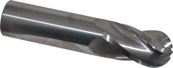 Atrax - 7/8" Diam, 1-1/2" LOC, 4 Flute Solid Carbide Ball End Mill - Uncoated, Single End, 4" OAL, 7/8" Shank Diam - Americas Industrial Supply