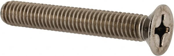 Value Collection - M6x1.00 Metric Coarse, 40mm OAL Phillips Drive Machine Screw - Flat Head, Grade 18-8 & A2 Stainless Steel, Uncoated, Without Washer - Americas Industrial Supply