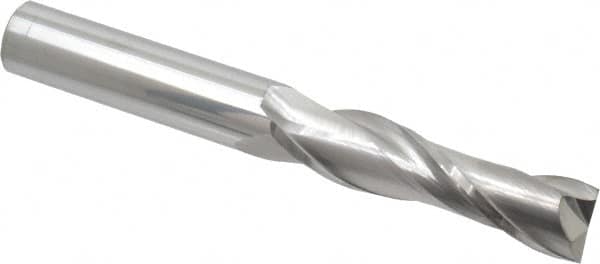 Atrax - 3/4", 3" LOC, 3/4" Shank Diam, 6" OAL, 2 Flute, Solid Carbide Square End Mill - Single End, Uncoated, Spiral Flute, 30° Helix, Centercutting, Right Hand Cut - Americas Industrial Supply