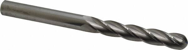Atrax - 1/2" Diam, 3" LOC, 4 Flute Solid Carbide Ball End Mill - Uncoated, Single End, 6" OAL, 1/2" Shank Diam - Americas Industrial Supply