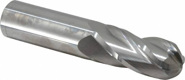 Atrax - 1" Diam, 2-1/4" LOC, 4 Flute Solid Carbide Ball End Mill - Uncoated, Single End, 5" OAL, 1" Shank Diam - Americas Industrial Supply