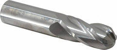 Atrax - 1" Diam, 2-1/4" LOC, 4 Flute Solid Carbide Ball End Mill - Uncoated, Single End, 5" OAL, 1" Shank Diam - Americas Industrial Supply