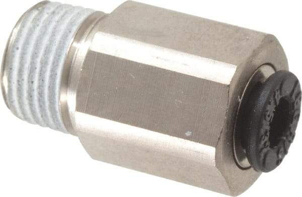 Legris - 5/32" Outside Diam, 1/8 NPT, Nickel Plated Brass Push-to-Connect Tube Self-Sealing Male Connector - 145 Max psi, Tube to Male NPT, Buna-N O-Ring - Americas Industrial Supply