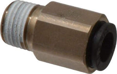 Legris - 1/4" Outside Diam, 1/8 NPT, Nickel Plated Brass Push-to-Connect Tube Self-Sealing Male Connector - 145 Max psi, Tube to Male NPT, Buna-N O-Ring - Americas Industrial Supply
