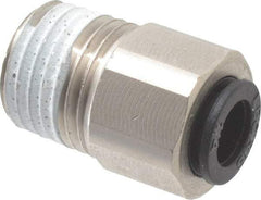Legris - 1/4" Outside Diam, 1/4 NPT, Nickel Plated Brass Push-to-Connect Tube Self-Sealing Male Connector - 145 Max psi, Tube to Male NPT, Buna-N O-Ring - Americas Industrial Supply