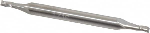 Atrax - 1/16", 1/8" LOC, 1/8" Shank Diam, 1-1/2" OAL, 3 Flute, Solid Carbide Square End Mill - Double End, Uncoated, Spiral Flute, 30° Helix, Centercutting - Americas Industrial Supply