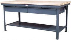 Strong Hold - 48 Wide x 30" Deep x 34" High, ABS Work Table - Flat Top, Angle Legs, Dark Gray - Americas Industrial Supply
