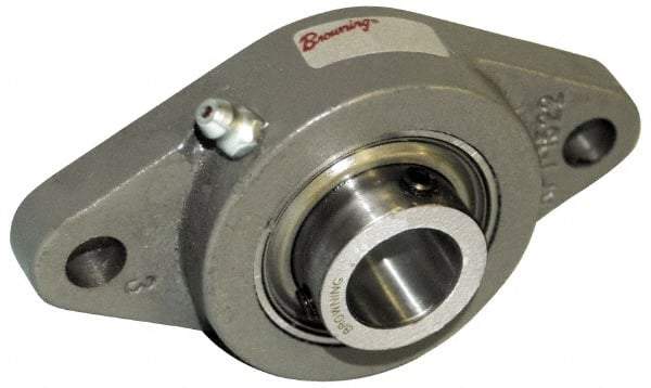 Browning - 1/2" ID, 3-7/8" OAL x 2-1/8" OAH 2-Bolt Flange - 1,444 Lb Static Cap, 2,611 Lb Dyn Cap, 3" Btw Mnt Hole Ctrs, Cast Iron - Americas Industrial Supply