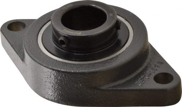 Browning - 1-1/4" ID, 6-1/8" OAL x 3-5/8" OAH 2-Bolt Flange - 3,493 Lb Static Cap, 5,782 Lb Dyn Cap, 5-1/8" Btw Mnt Hole Ctrs, Cast Iron - Americas Industrial Supply