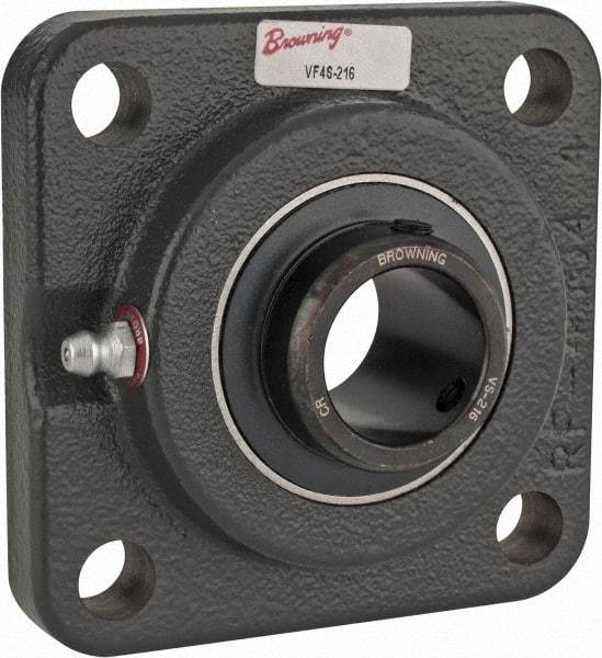 Browning - 1" ID, 3-3/4" OAL x 3-3/4" OAH 4-Bolt Flange - 1,651 Lb Static Cap, 2,801 Lb Dyn Cap, 2-3/4" Btw Mnt Hole Ctrs, Cast Iron - Americas Industrial Supply