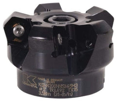 Kennametal - 63mm Cut Diam, 22mm Arbor Hole, 4.5mm Max Depth of Cut, 45° Indexable Chamfer & Angle Face Mill - 6 Inserts, HNGJ 0905 Insert, Right Hand Cut, 6 Flutes, Through Coolant, Series Mill 1-18 - Americas Industrial Supply