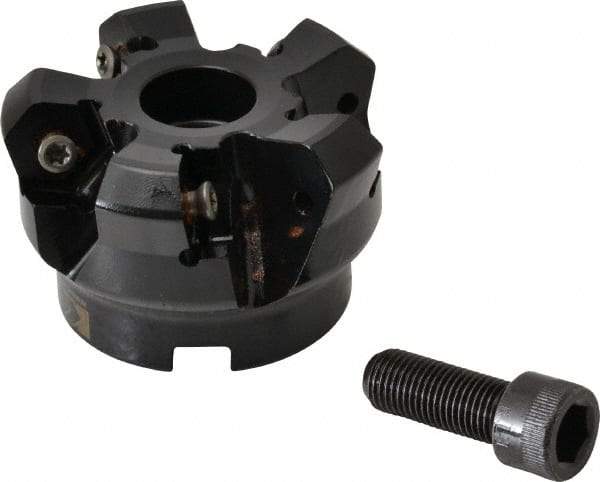 Kennametal - 2" Cut Diam, 3" Arbor Hole, 4.51mm Max Depth of Cut, 45° Indexable Chamfer & Angle Face Mill - 5 Inserts, HNGJ 535-GD Insert, Right Hand Cut, 5 Flutes, Through Coolant, Series KSHR - Americas Industrial Supply