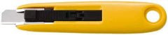 Olfa - Retractable Utility Knife - 1-15/16" Blade, Yellow & Silver Plastic Handle, 1 Blade Included - Americas Industrial Supply