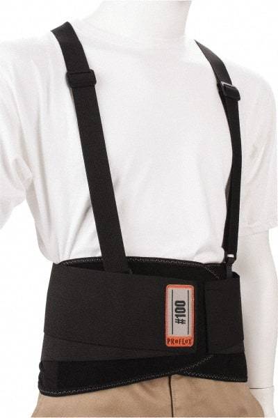 Ergodyne - Size 4XL, Hook & Loop, Spandex Belt with Adjustable Shoulder Straps - 52 to 58" Waist, 8" Wide, Detachable Strap, Black - Americas Industrial Supply
